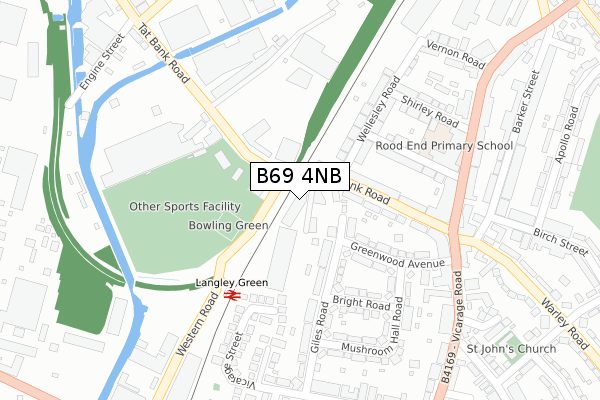 B69 4NB map - large scale - OS Open Zoomstack (Ordnance Survey)