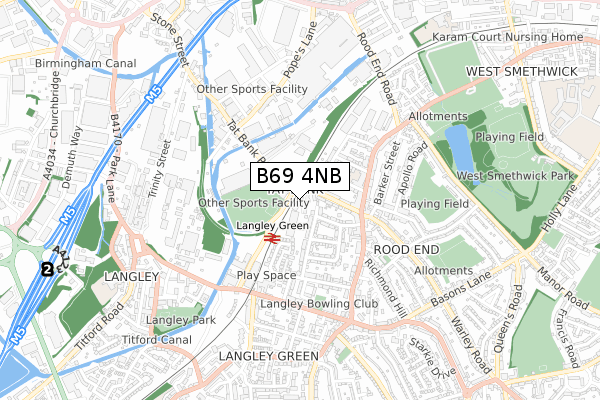 B69 4NB map - small scale - OS Open Zoomstack (Ordnance Survey)