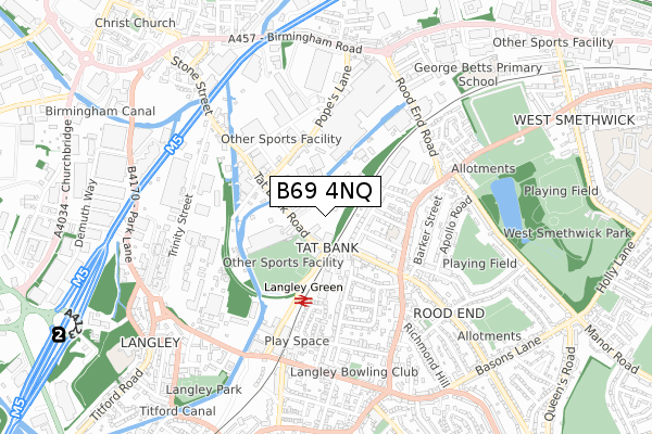 B69 4NQ map - small scale - OS Open Zoomstack (Ordnance Survey)