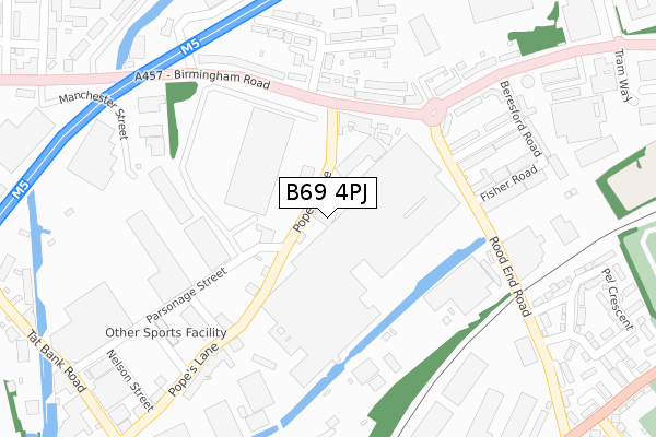 B69 4PJ map - large scale - OS Open Zoomstack (Ordnance Survey)