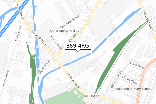 B69 4RG map - large scale - OS Open Zoomstack (Ordnance Survey)