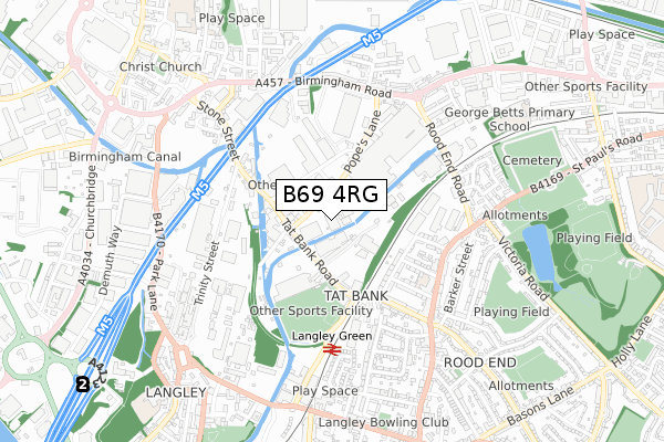 B69 4RG map - small scale - OS Open Zoomstack (Ordnance Survey)