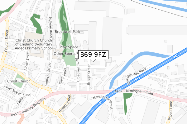 B69 9FZ map - large scale - OS Open Zoomstack (Ordnance Survey)