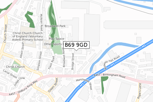 B69 9GD map - large scale - OS Open Zoomstack (Ordnance Survey)