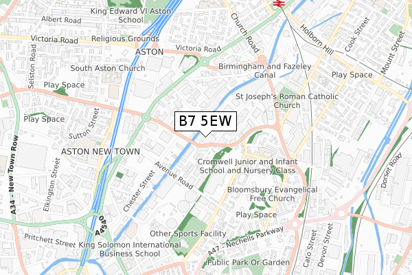 B7 5EW map - small scale - OS Open Zoomstack (Ordnance Survey)