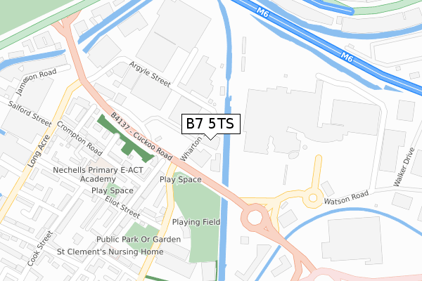 B7 5TS map - large scale - OS Open Zoomstack (Ordnance Survey)