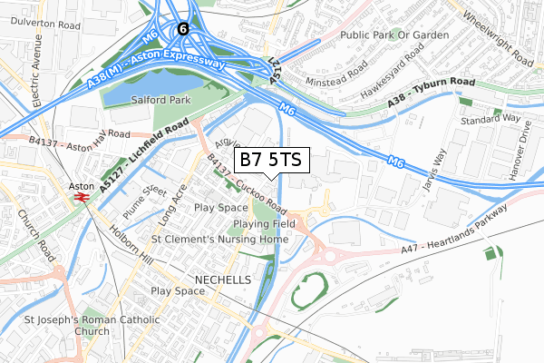 B7 5TS map - small scale - OS Open Zoomstack (Ordnance Survey)