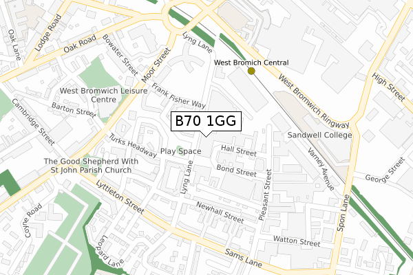 B70 1GG map - large scale - OS Open Zoomstack (Ordnance Survey)