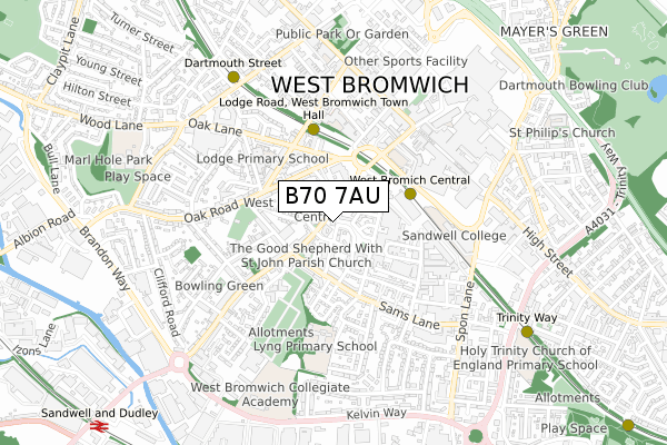 B70 7AU map - small scale - OS Open Zoomstack (Ordnance Survey)