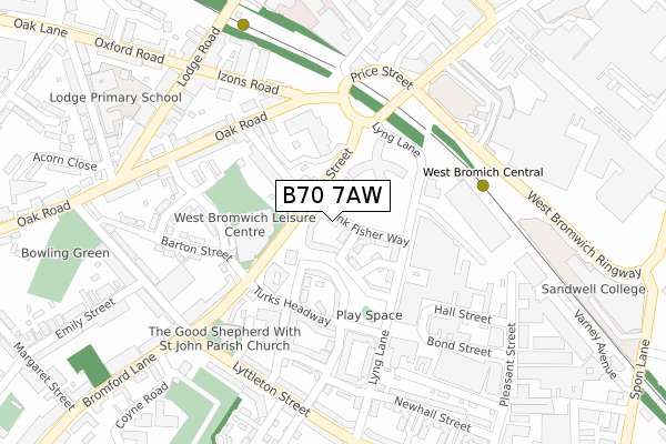 B70 7AW map - large scale - OS Open Zoomstack (Ordnance Survey)