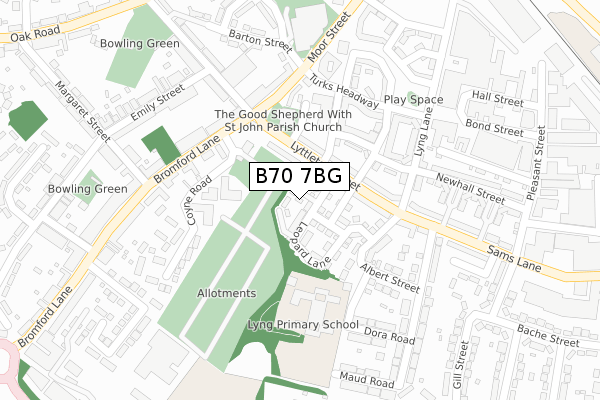 B70 7BG map - large scale - OS Open Zoomstack (Ordnance Survey)