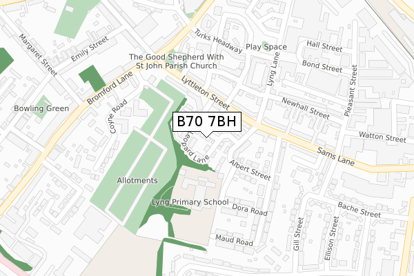 B70 7BH map - large scale - OS Open Zoomstack (Ordnance Survey)