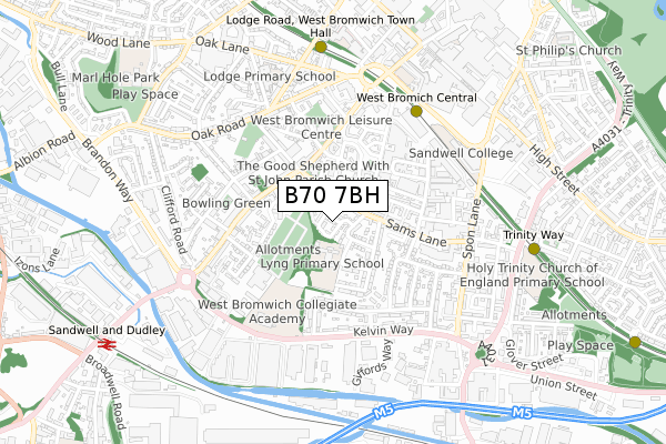 B70 7BH map - small scale - OS Open Zoomstack (Ordnance Survey)