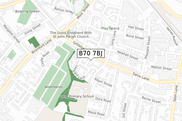 B70 7BJ map - large scale - OS Open Zoomstack (Ordnance Survey)