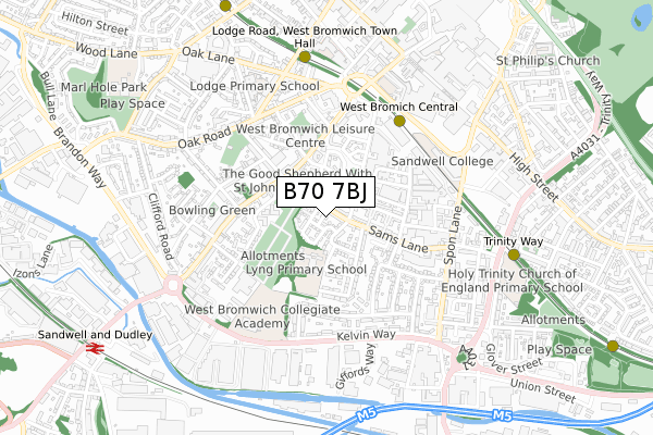 B70 7BJ map - small scale - OS Open Zoomstack (Ordnance Survey)