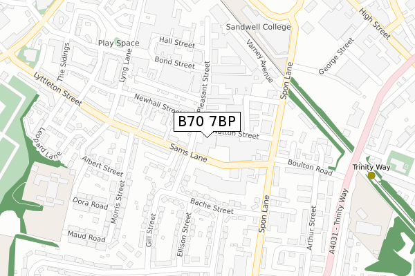 B70 7BP map - large scale - OS Open Zoomstack (Ordnance Survey)