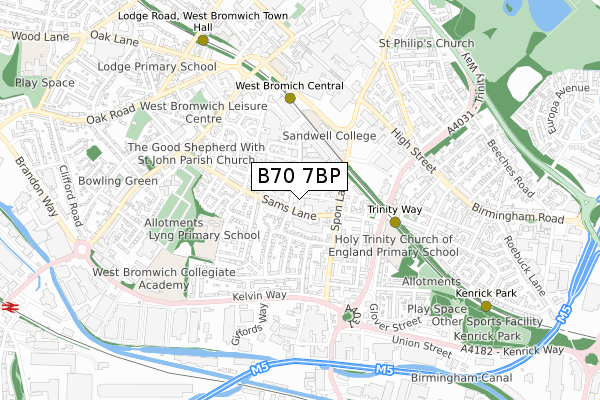 B70 7BP map - small scale - OS Open Zoomstack (Ordnance Survey)