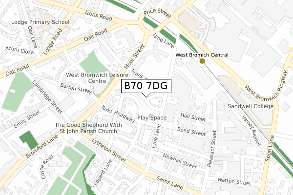 B70 7DG map - large scale - OS Open Zoomstack (Ordnance Survey)