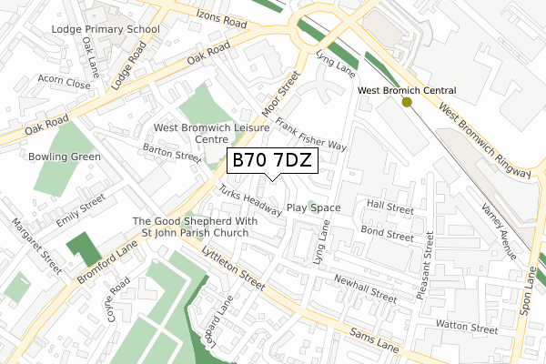 B70 7DZ map - large scale - OS Open Zoomstack (Ordnance Survey)