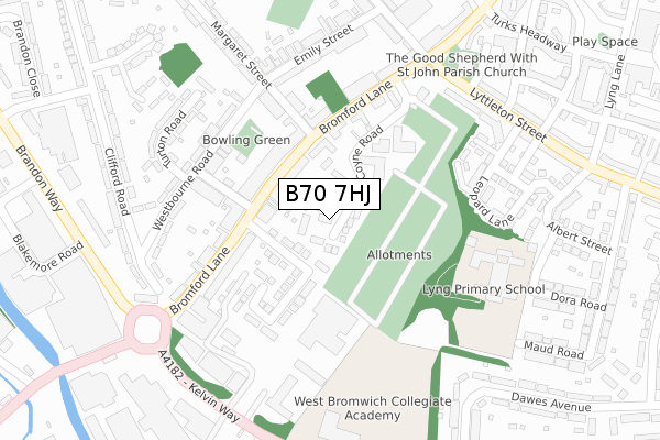 B70 7HJ map - large scale - OS Open Zoomstack (Ordnance Survey)