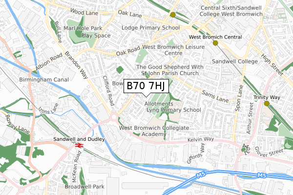 B70 7HJ map - small scale - OS Open Zoomstack (Ordnance Survey)