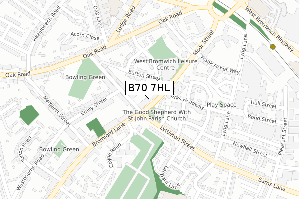 B70 7HL map - large scale - OS Open Zoomstack (Ordnance Survey)