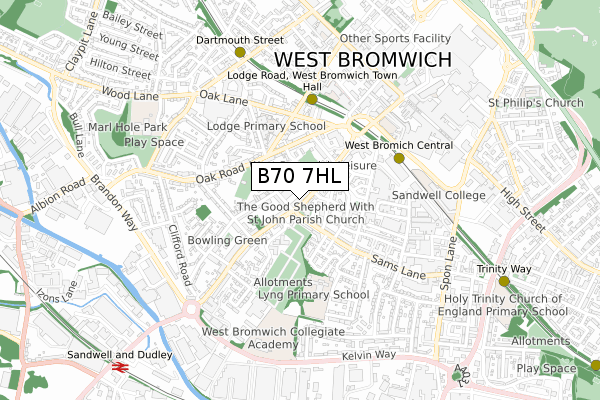 B70 7HL map - small scale - OS Open Zoomstack (Ordnance Survey)