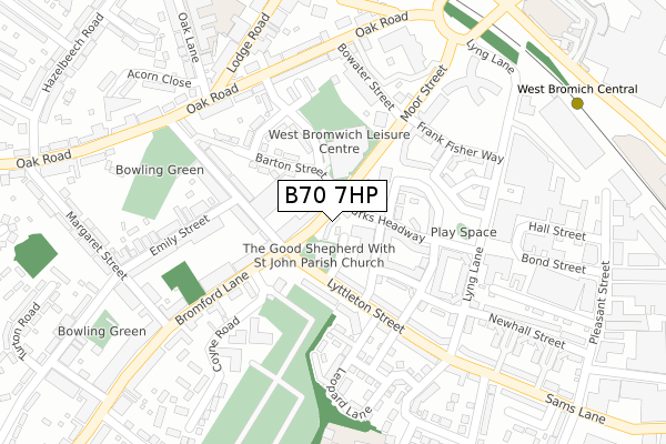 B70 7HP map - large scale - OS Open Zoomstack (Ordnance Survey)