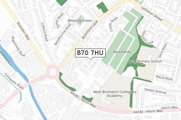 B70 7HU map - large scale - OS Open Zoomstack (Ordnance Survey)