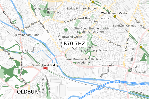 B70 7HZ map - small scale - OS Open Zoomstack (Ordnance Survey)