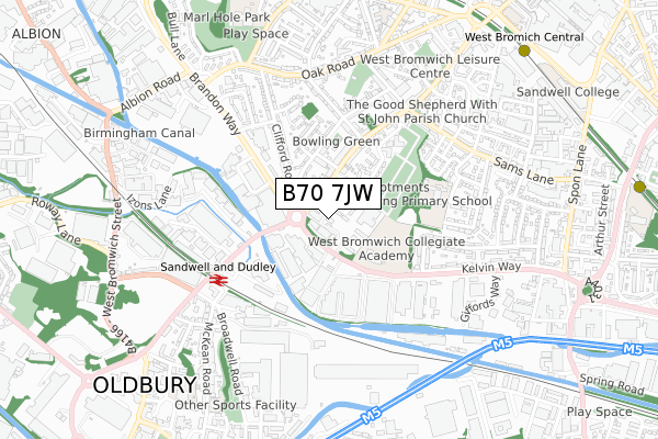 B70 7JW map - small scale - OS Open Zoomstack (Ordnance Survey)