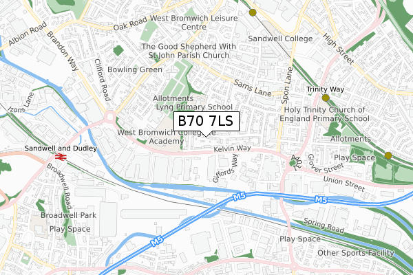 B70 7LS map - small scale - OS Open Zoomstack (Ordnance Survey)