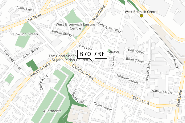 B70 7RF map - large scale - OS Open Zoomstack (Ordnance Survey)