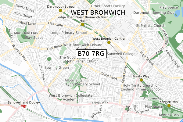 B70 7RG map - small scale - OS Open Zoomstack (Ordnance Survey)