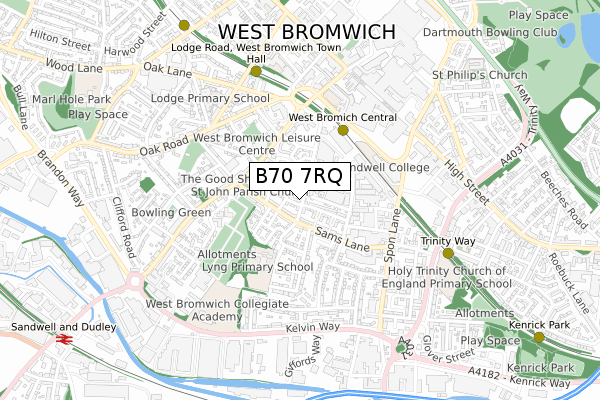 B70 7RQ map - small scale - OS Open Zoomstack (Ordnance Survey)