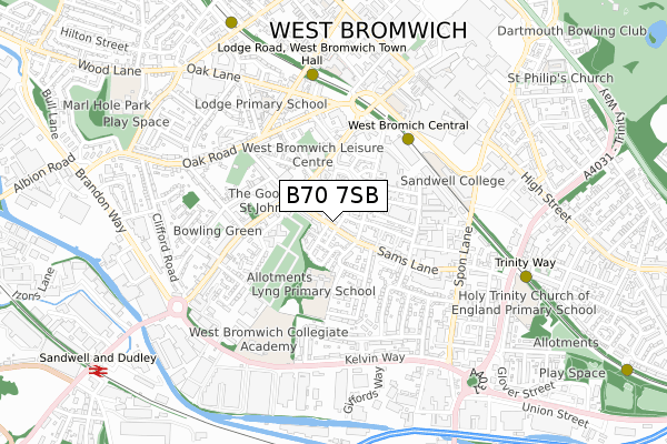 B70 7SB map - small scale - OS Open Zoomstack (Ordnance Survey)