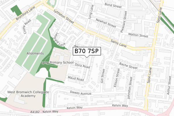 B70 7SP map - large scale - OS Open Zoomstack (Ordnance Survey)