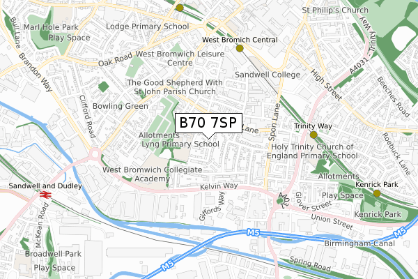 B70 7SP map - small scale - OS Open Zoomstack (Ordnance Survey)