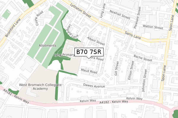 B70 7SR map - large scale - OS Open Zoomstack (Ordnance Survey)