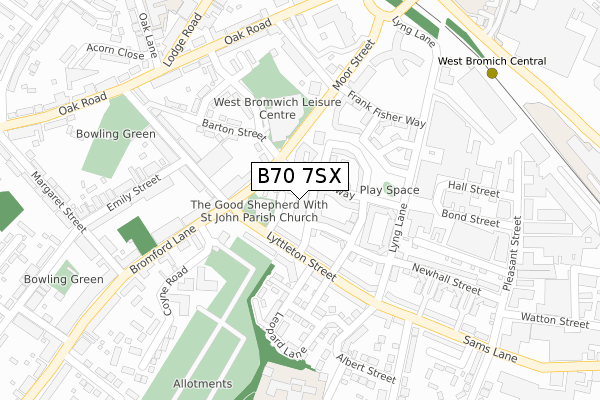 B70 7SX map - large scale - OS Open Zoomstack (Ordnance Survey)