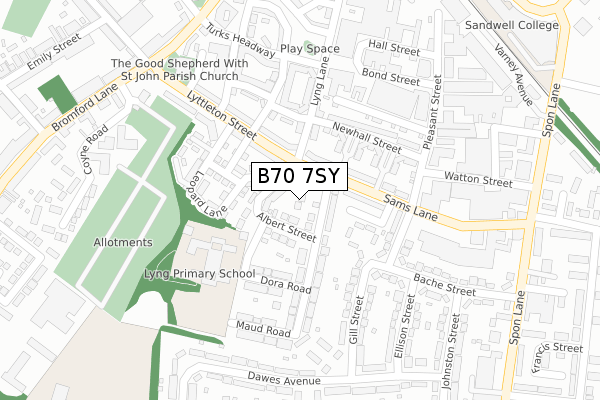 B70 7SY map - large scale - OS Open Zoomstack (Ordnance Survey)