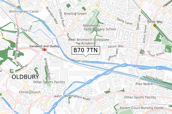 B70 7TN map - small scale - OS Open Zoomstack (Ordnance Survey)