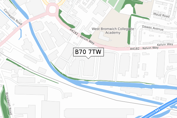 B70 7TW map - large scale - OS Open Zoomstack (Ordnance Survey)