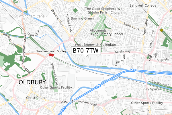 B70 7TW map - small scale - OS Open Zoomstack (Ordnance Survey)