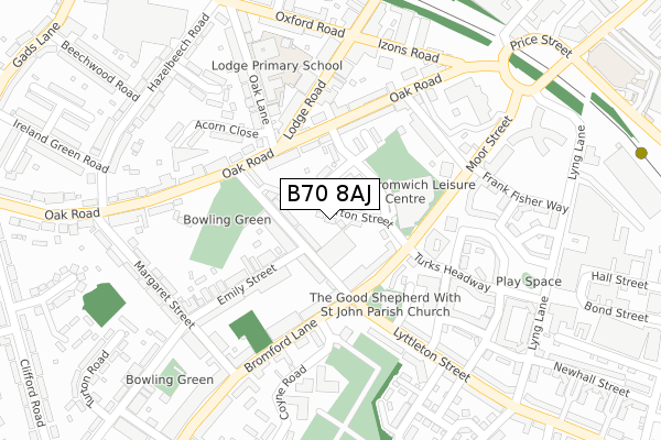 B70 8AJ map - large scale - OS Open Zoomstack (Ordnance Survey)