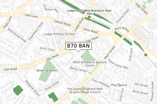 B70 8AN map - large scale - OS Open Zoomstack (Ordnance Survey)