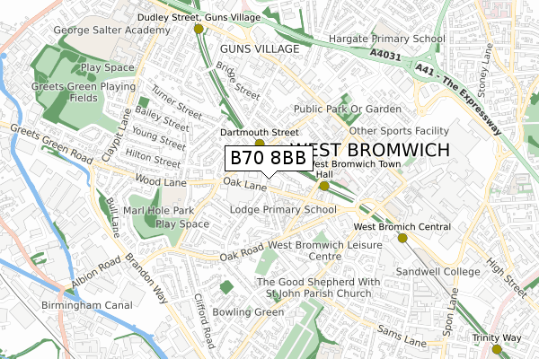 B70 8BB map - small scale - OS Open Zoomstack (Ordnance Survey)