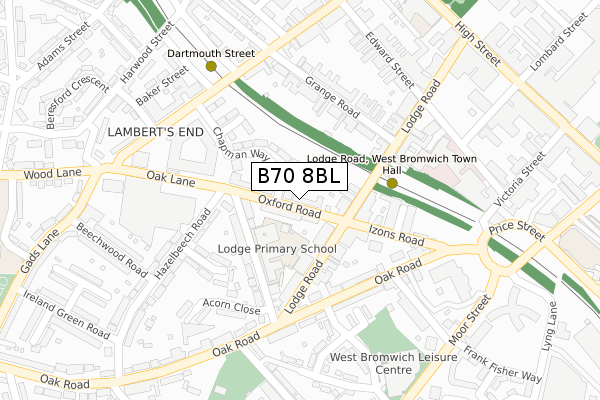 B70 8BL map - large scale - OS Open Zoomstack (Ordnance Survey)