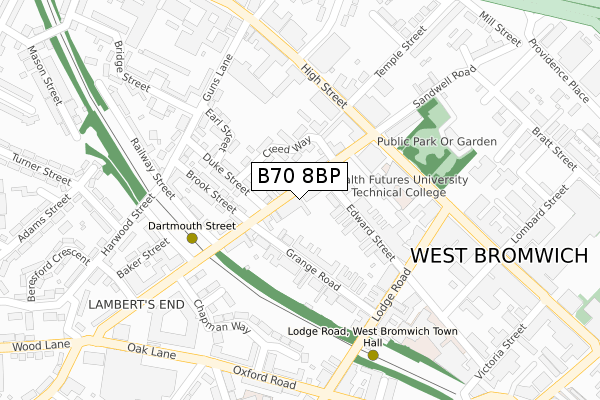 B70 8BP map - large scale - OS Open Zoomstack (Ordnance Survey)