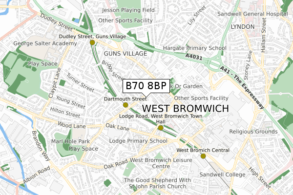 B70 8BP map - small scale - OS Open Zoomstack (Ordnance Survey)